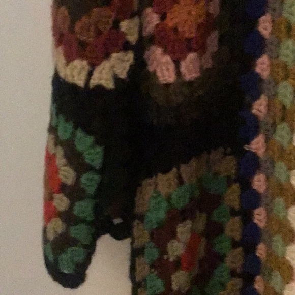 Multicolor Crochet Granny square hooded maxi cardigan one size - Picture 8 of 12